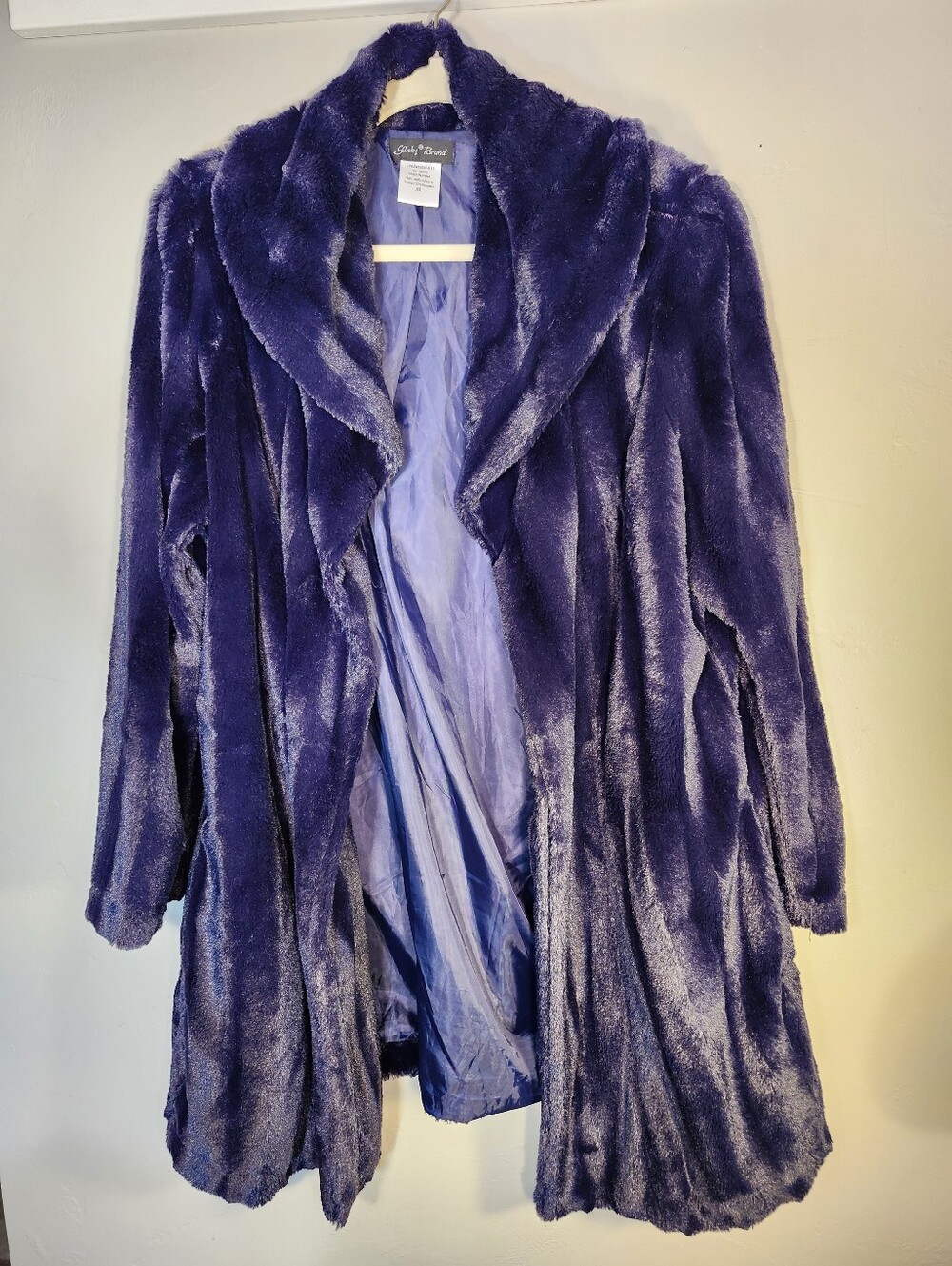 Slinky Brand Plush Faux Fur Teddy/mink Jacket in Blue